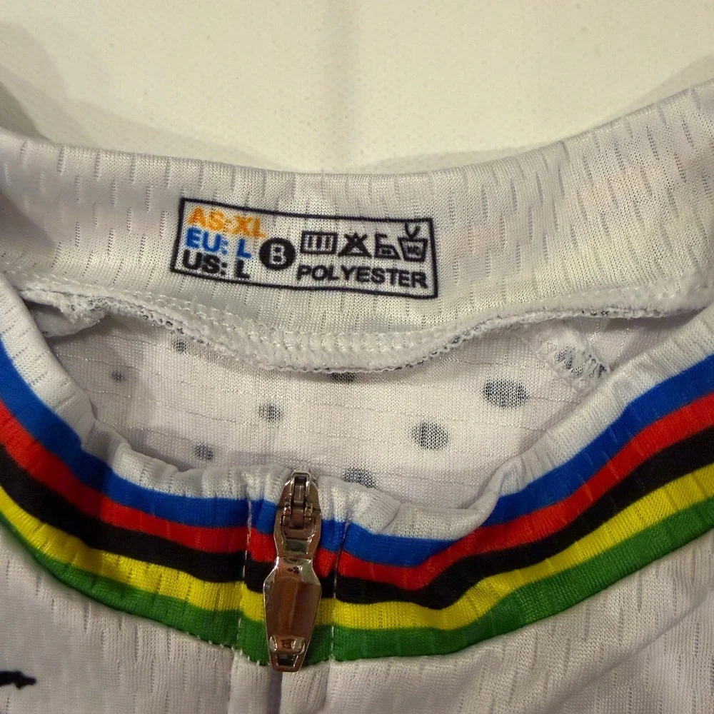 Aogda Men's L Cycling Jersey Sleeveless Rainbow Stripe Full Zip Road Bike Y2K